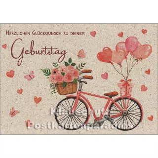 Graspapier Postkarte von Taurus - Herzlichen Glückwunsch zu deinem Geburtstag - Fahrrad