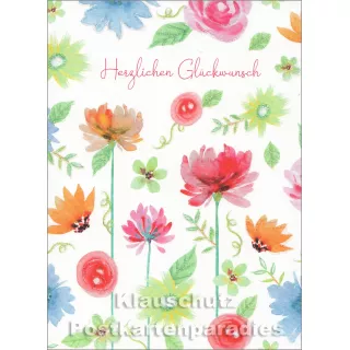 Herzlichen Glückwunsch - Blumen | Little Greetings Midi-Doppelkarte