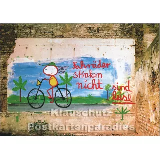 Fahrräder stinken nicht, sind leise |  Graffiti Postkarte