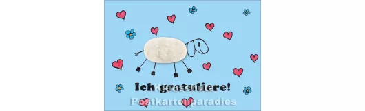 Ich gratuliere - Plüsch Postkarte