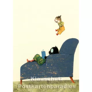 Sesselattacke | Postkarte von Wolf Erlbruch aus dem Hammer-Verlag