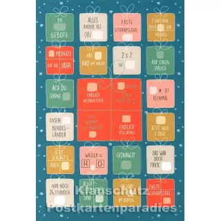 Taurus Postkarten Adventskalender | Doppelkarte mit Klapptürchen - Zahlenrätsel